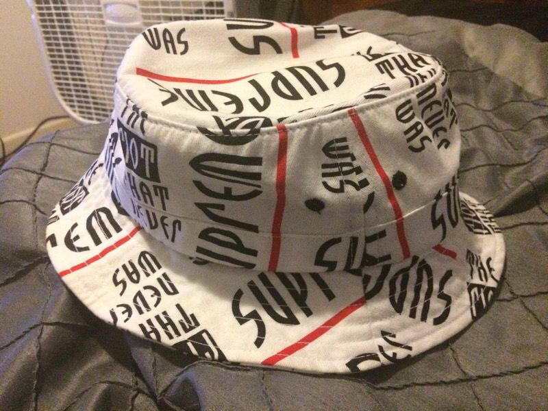 SUPREME x The Riot That Never Was collab bucket hat