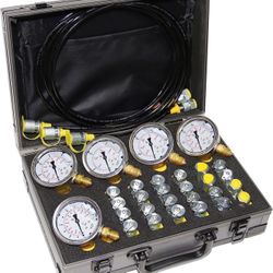 60P Hydraulic Pressure Test Kit with 5 Gauges 24 Couplings 3 Hoses for Excavator