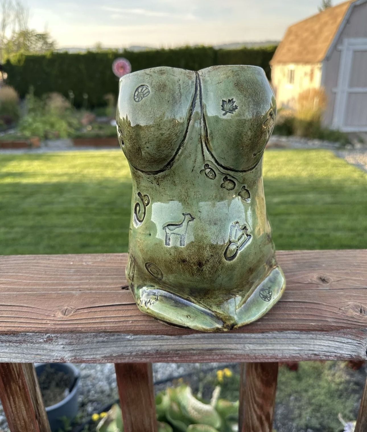 Vintage Body Torso  Figure Vase Appx 8x4