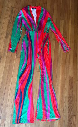 Chicme Multicolor Striped Long Sleeve Flare Jumpsuit