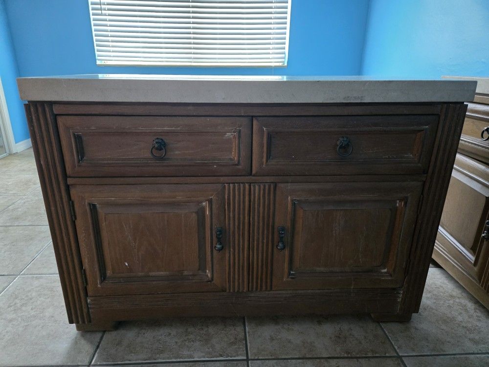 2 Storage Consules -wood + Travertine