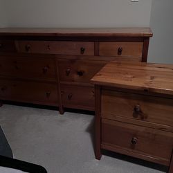Long dresser and night stand - pine