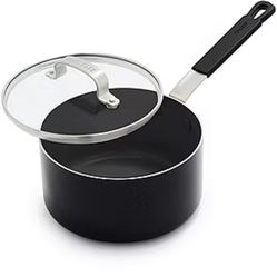 Bobby Flay 2.54qt Ceramic Nonstick Aluminum Sauce Pan with Lid Black: Dishwasher-Safe, PTFE & PFOA Free