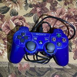 Oem Sony PlayStation 3 PS3 DualShock 3 CECHZC2U Blue Wireless Controller works But has chipped off piece under right thumbstick