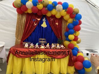 Snow White theme, Snow White party decorations, balloons garland, balloons decorations