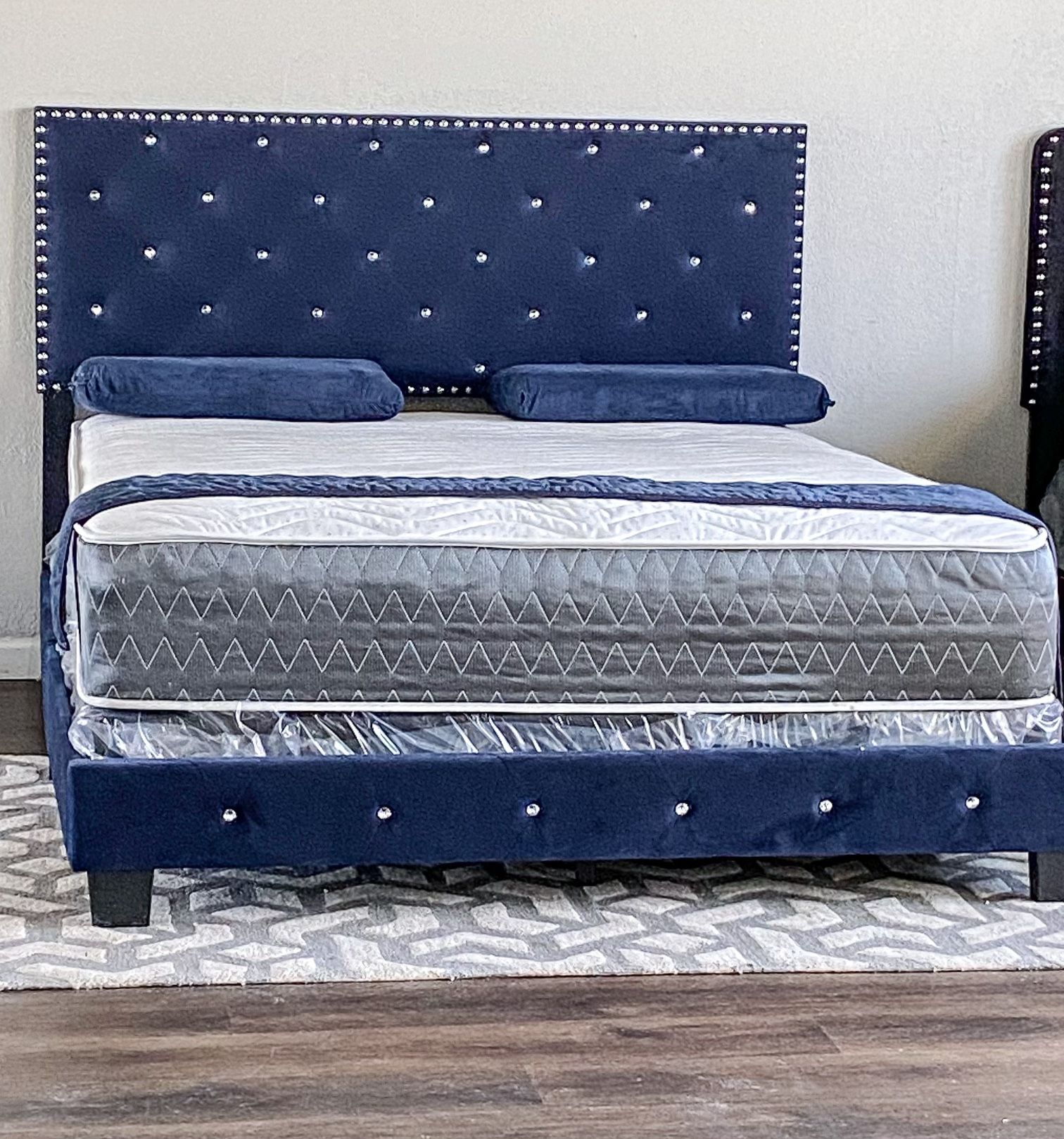 Brand New Full Size Blue Diamond Tuffed Bed Frame With New Mattress/Fast Delivery,All Products : American Fashion Style Bags On Sale