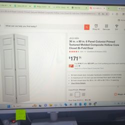 2x 36x80 Textured Bi-fold Closet Door