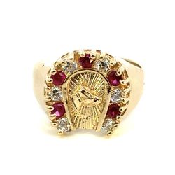 Men’s 14k Yellow Gold CZ Horseshoe Ring Size 8.5 GP3123309