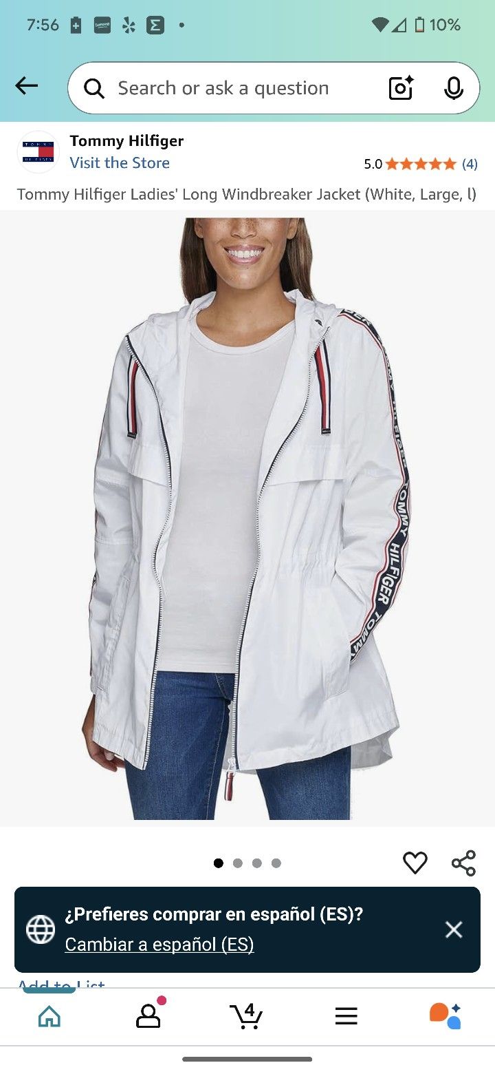Tommy Hilfiger Women's Oversized White Utility Jacket with Sporty Details