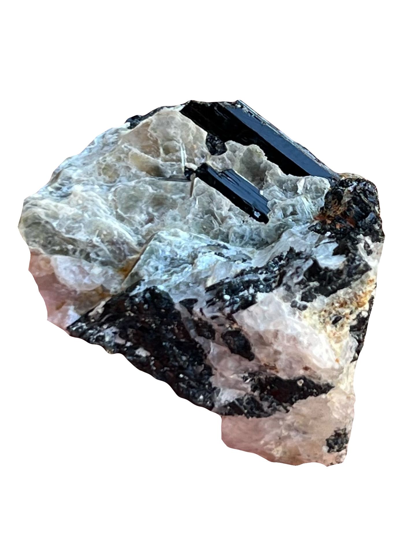 Black Tourmaline With Mica And Quartz. Crystals Gemstones Rocks Minerals