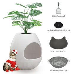 Hidden Cat Litter Box Planter with Accessories