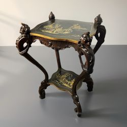 Antique 19th Century Table FRENCH CHINOISERIE Oriental Table Carved Hand Painted