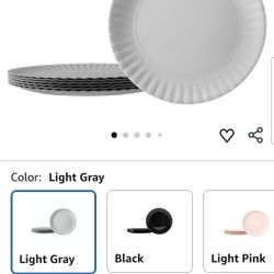 10.5" Reusable Melamine Paper Plates, Round Plates for Party Picnic Outdoors, Set of 6, Grey