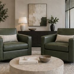 New! Swivel Leather Accent Chair (Set Of 2)