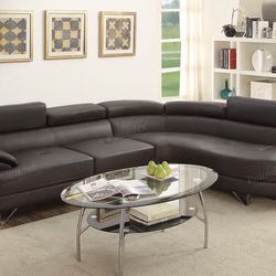 NEW ESPRESSO LEATHER MODERN SOFA