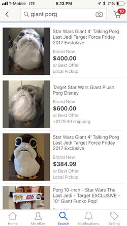 Giant deals porg plush