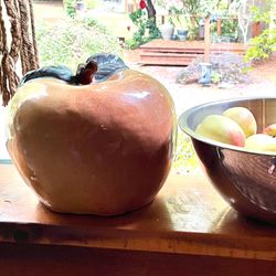 Vintage Oversized Pottery Apple Ceramic Large Fruit Decor 