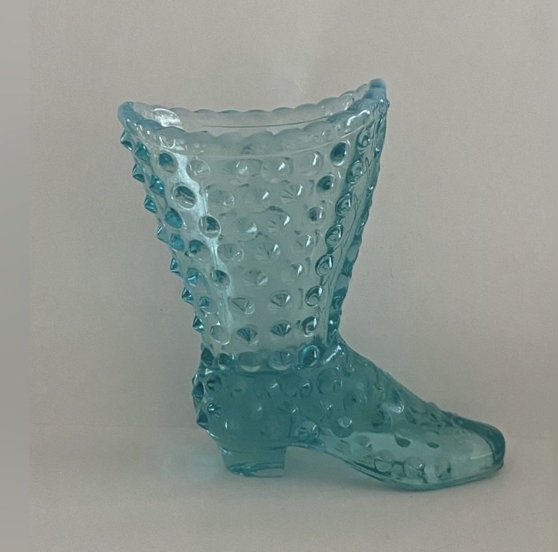 Vintage Fenton Aquamarine Hobnail High Heel Boot