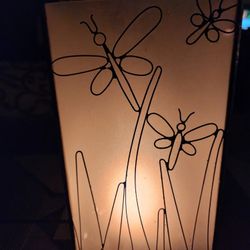 Two Crate&Barrel Dragonfly Pillar Candle Holders

