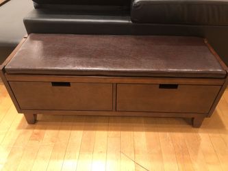 Brown Ottoman Storage with 2 drawers
