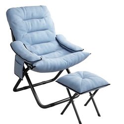 Folding Sleeper Chair Convertible Lazy Chair Soft Pillow 3 Position with Bench