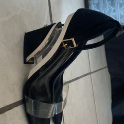 Black Lucite Chunky Heel Dress Sandals – Size 9 – NEED GONE TODAY