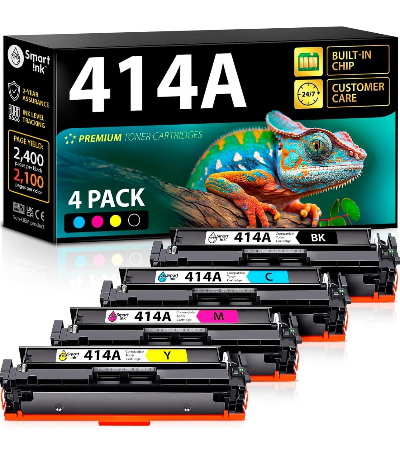 Brandnew Smart Ink Compatible 414A Toner Cartridges 4 Pack (with Chip) Replacement for HP 414A HP 414X Toner to use with Color Laserjet Pro MFP M479fd
