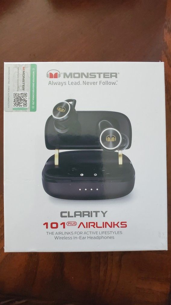 Sealed Monster Clarity 101 Plus Airlinks Wireless Earbuds With Charging Case