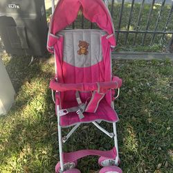 Pink Teddy Bear Stroller
