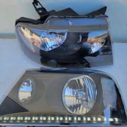 04-08 Ford F150 06-08 Lincoln Mark LT LED DRL Headlights Luces Micas Calaveras Faros Faroles Focos Headlamps 