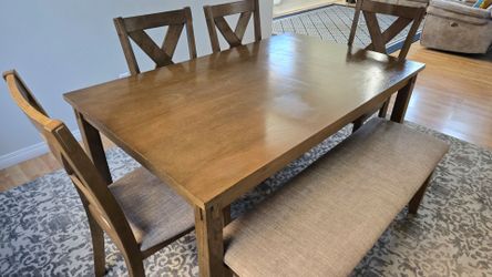 Dining With Bench + Chair Set For 6