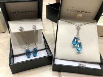 Blue Crystal Necklace and Earring Set