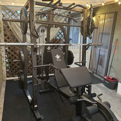 Vesta Fitness Smith Machine SM1001/Bumper Plates 230lbs/Olympic Barbell Bar/AdjustableBench/Gym Equipment/Fitness/Squat Rack/FREE DELIVERY 