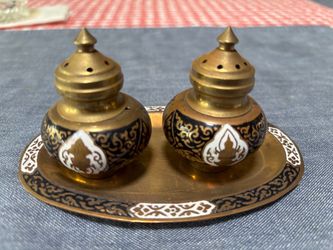 Brass Enamel Salt and Pepper Shaker Set
