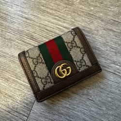 Gucci GG Supreme Monogram Textured Dollar Calfskin Web Ophidia Card Case