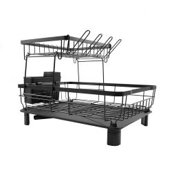 2-Tier Matte Black Kitchen Dish Rack
