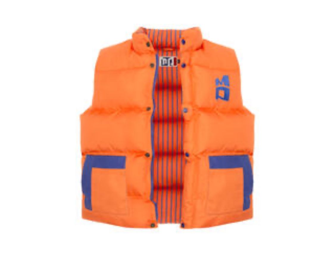 Orange Puffer coat jacket / vest