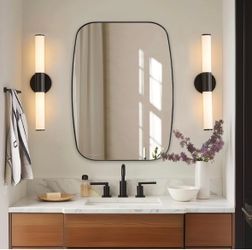 ANDY STAR 20x28 Black Bathroom Mirror, Oblong Vanity Mirror with Stainless Steel Metal Frame, Matte Black Mirror for Over Sink, Modern Anti Rust Wall 