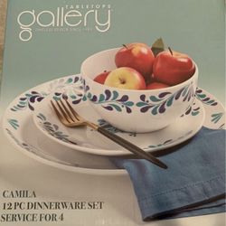 New ! Tabletops Unlimited Camilla Round 12 pc Dinnerware Set, Service for 4