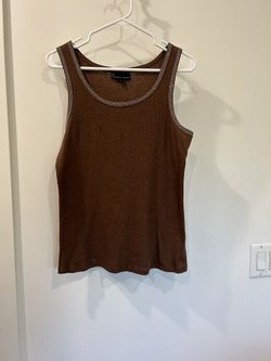 Embellished Brown Tank Top Sz L