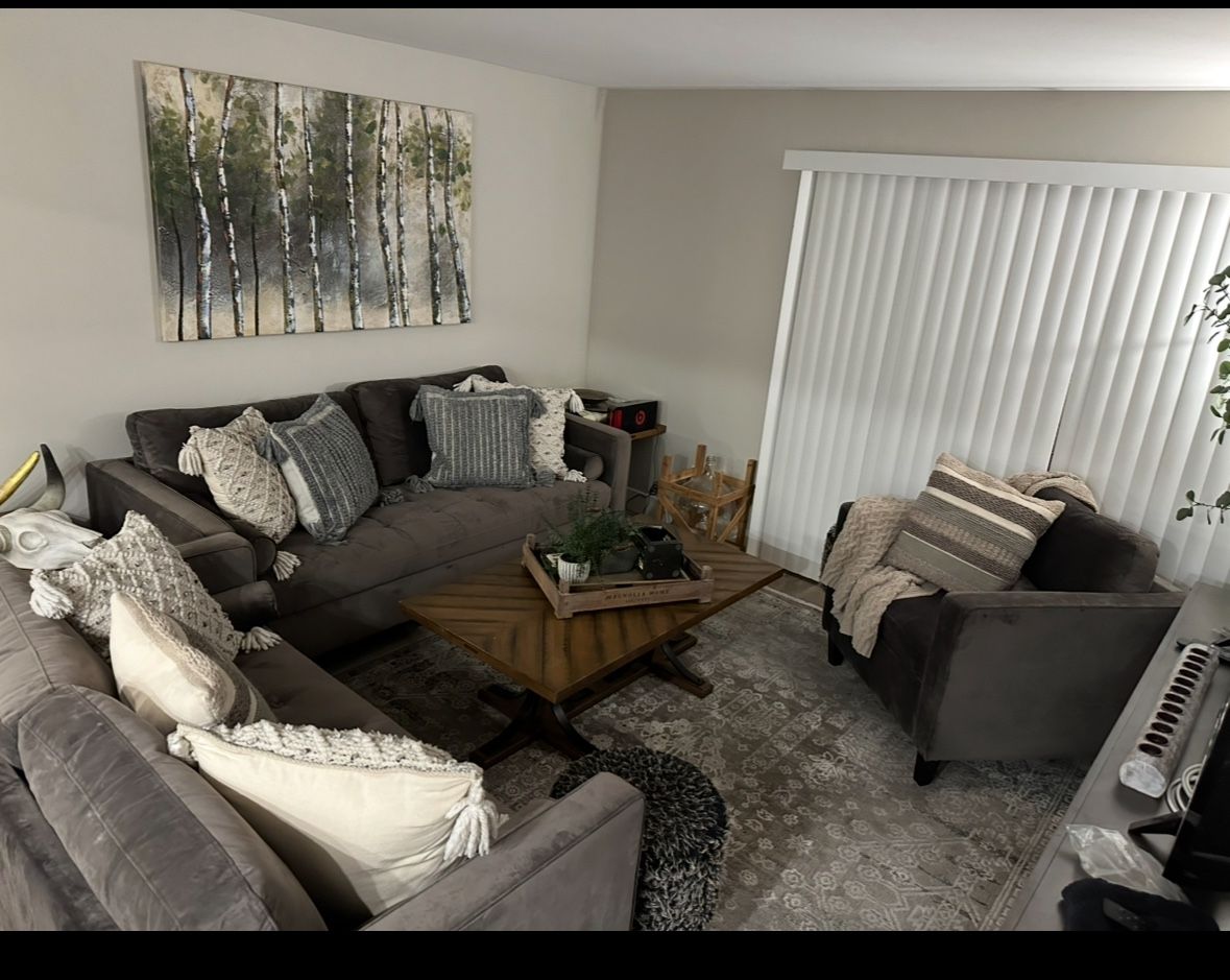 Magnolia Home 3 Piece Sinclair luxe fog sofa set