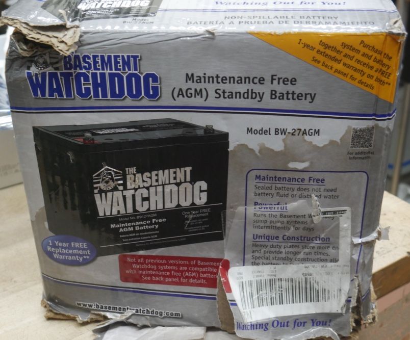 Basement Watchdog BW-27AGM Maintenance Free Pump Battery NEW.