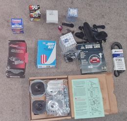 HUGE Car Parts & Garage Door Hardware Lot - Brake Pads, Oil Filters, Carb