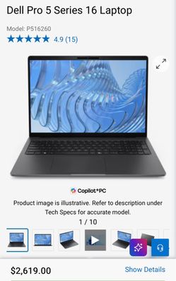 Dell pro 5 16 P516260 PTL