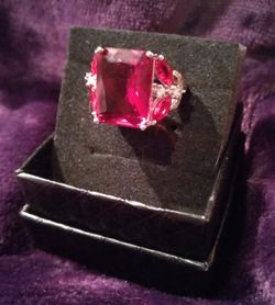 Silver 925 Red Diamonique Ring