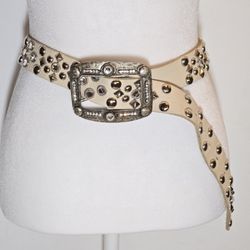 Sparkly studded genuine leather belt