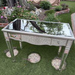 Two Vintage Mirror Tables (vanity And Coffee) 
