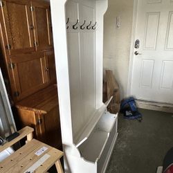 White Coat Rack Entry With Storage