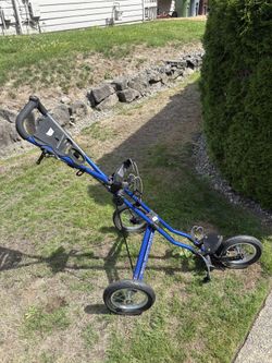 Blue Speed Cart Golf Club Push Cart 3 Wheels Sun Mountain