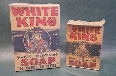 Vintage 1933 White King Laundry Soap Boxes Lot of 2 Los Angeles Soap Co Unopened